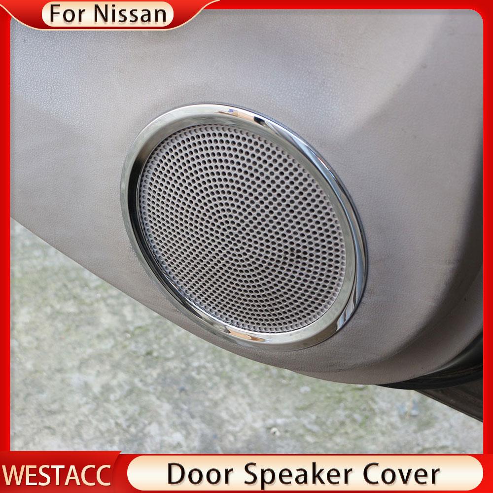 ABS Chrome Door Stereo Speaker Ring Cover for Nissan Sunny Versa 2011 2012 2013 2014 2015 2016 Speaker Trim Sticker
