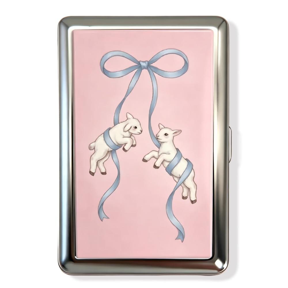 Nouveau Étui à Cartes Métal Vintage Compact Portable Boîtier Métallique Ouverture à Rabat Porte-Cartes Imprimé Vintage Porté Poche