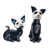 Halloween Dog Cat Ornament Haunted House Decoration Ghost Animal Sculpture Resin Craft Skull Sculpture Home Desktop Decor