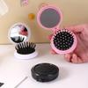 Portable Folding Hair Comb with Mirror Soft Bristle Mini Massage Brush, Air Cushion Comb, Integrated Massage Comb and Mirror Travel Beauty Tool