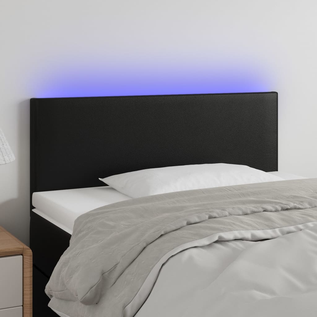 Vidaxl Zagłówek Do Łóżka Z Led, Czarny, 90X5X78/88 Cm, Sztuczna Skóra