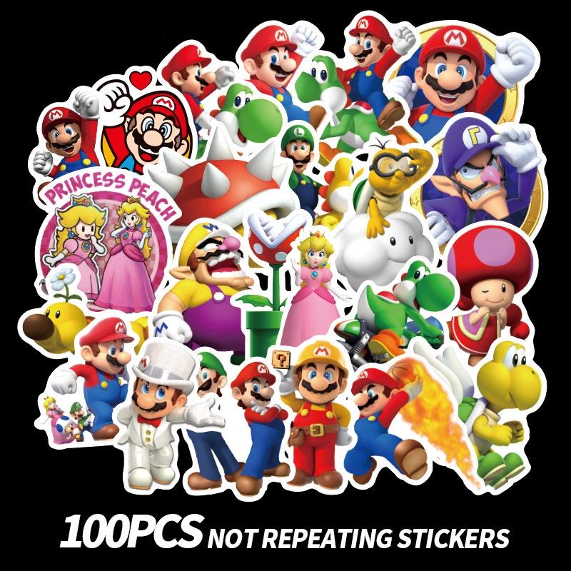 Super Mario 100pcs Bros Princess Kawaii Notes Stickers Laptop Waterproof Bikes