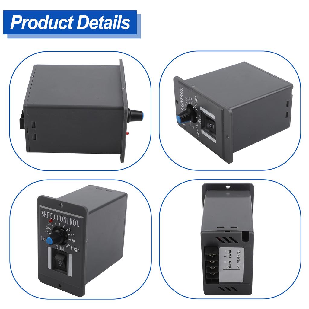 DC Motor Speed Control Device for 12V 48V Input with For Forward Reverse Operation and Three-Level Speed Setting