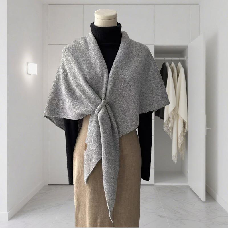 Version New Women's Neck Wrap Autumn and Winter Wool Blended Triangular Shawl Female Thickened with Knitted Warm Shoulder XWJ116