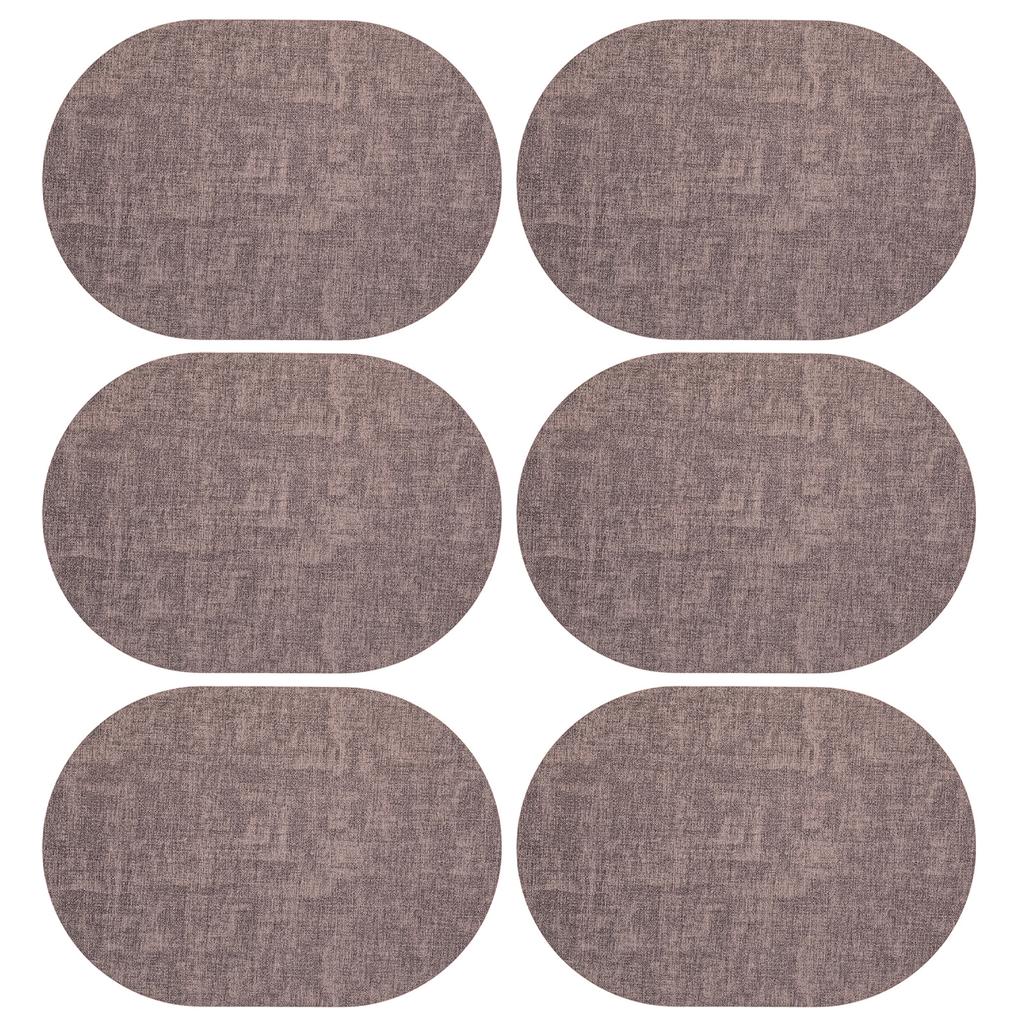 Set of 6 Oval Woven Placemats Heat Resistant Washable Table Mats for Dining Kitchen Tabletop Protection 12x18 Inch