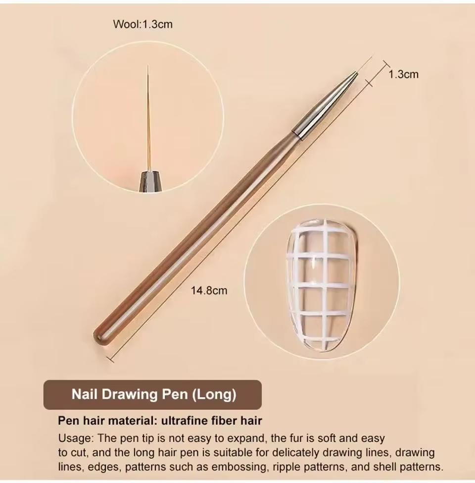 9Pcs/Set Nail Brushes UV Gel Nail Brush Liner Acrylic For Nail Art Design DIY Painting Pen Nails Tip Display Drawing Brush Tools