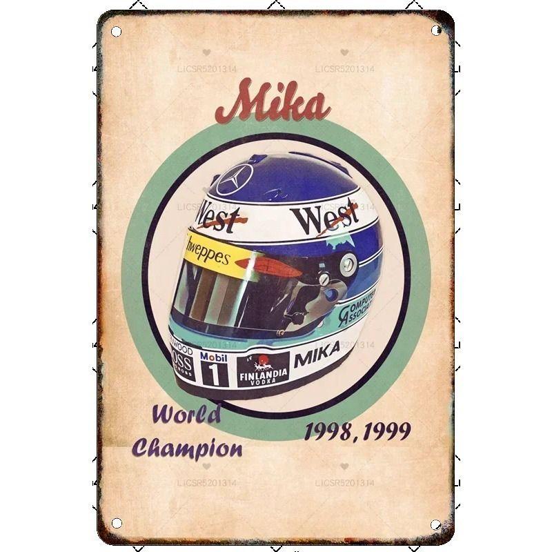 Vintage Formula 1 Helmet Metal Tin Sign Bar Garage Club Wall Decor