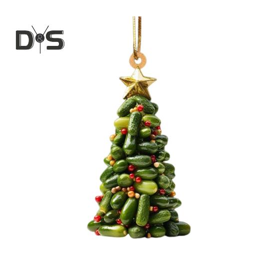 Christmas Tree Pendant Acrylic Tree Shape Book Cucumber Ornament Xmas Tree Hanging Decoration for Indoor Outdoor Winter Decor