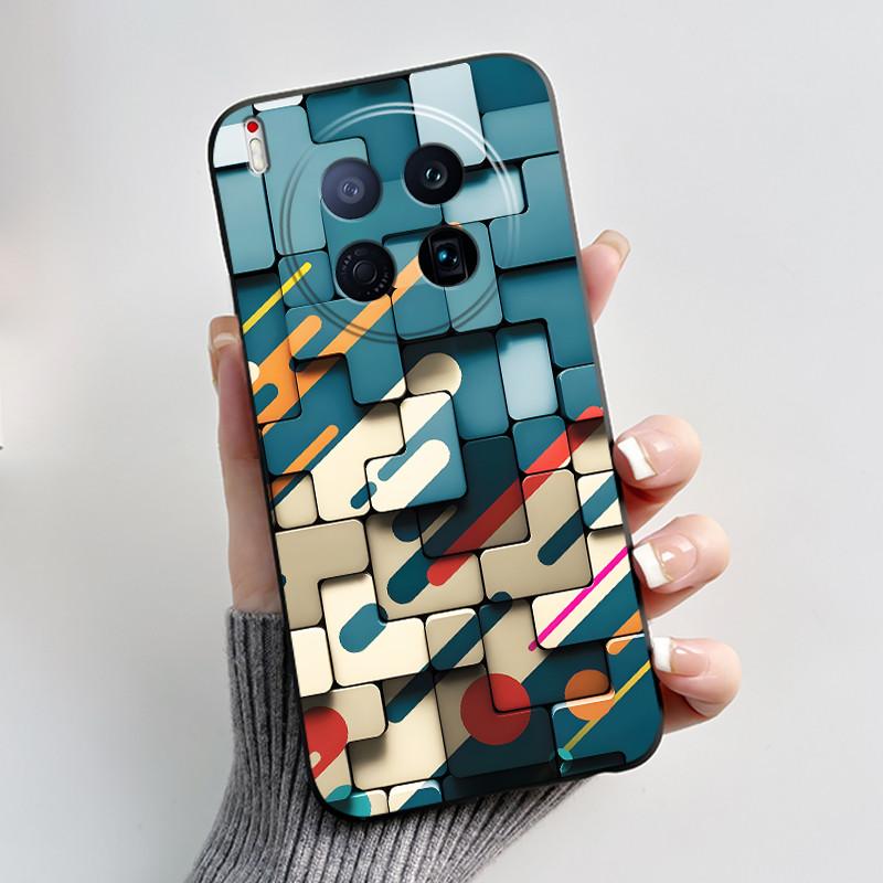 Phone Case For Tecno Camon 40 Premier 5G Bumper Soft Silicone Unique Design Black Case Ins Style Floral Painted Shockproof Cover