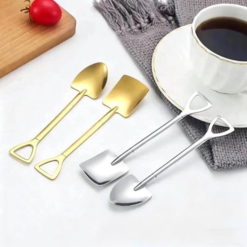 Stainless Steel Shovel Spoons Lightweight Portable Creative Food Safe for Ice Cream Travel Office Snack Time