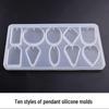 DIY Silicone Epoxy Mold with Ten Grids: Round, Heart, and Rectangular Pendant Shapes with Holes