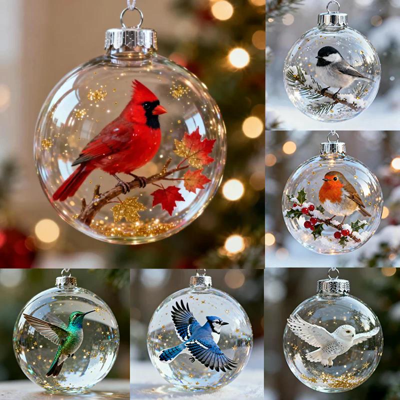 Ornament Nature's Birds Clear Christmas , Hummingbird Christmas Tree Ornaments for Xmas Decor, Clear Balls for Home Decor