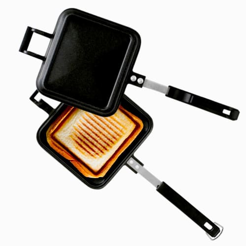 IRIS OHYAMA Hot Sandwich Maker for Open Fire Camping, Single Sandwich, Inner Press, Easy To Clean, Black, 15.9 X 39 X 4.9 Cm (NGHS)