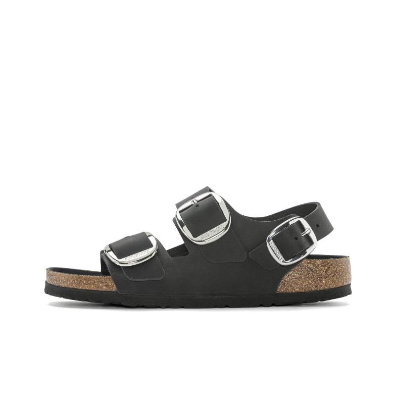 Birkenstock Milano Big Buckle Leather Comfort Versatile Stylish Slides Black Women s 1024943 39