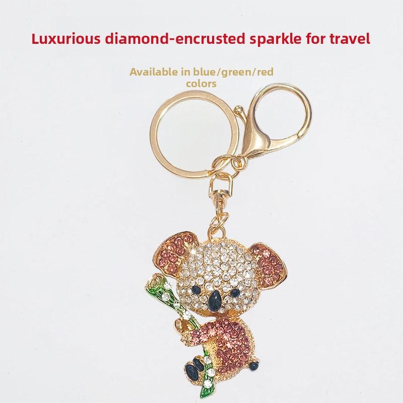 Chinese Style Bear-shaped Car Keychain, Women's Bag Hanger, Metal Keychain Ring