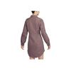 Nike Solid Color Logo Zip Collar Long Sleeve Dress Women Dresses Eclipse-Purple Red DV8031-291