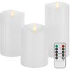 Flickering Flameless Candles, Battery Operated Candles with Timer, Real Wax Pillar Electric LED Candle for Wedding Christmas Party (White)