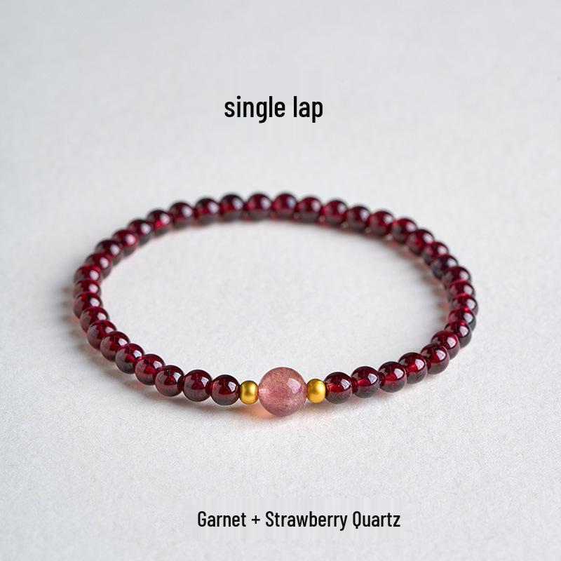

Exquisite Chinese-Style Red Garnet & Hetian Jade Bracelet with Luck Fu Character for Women