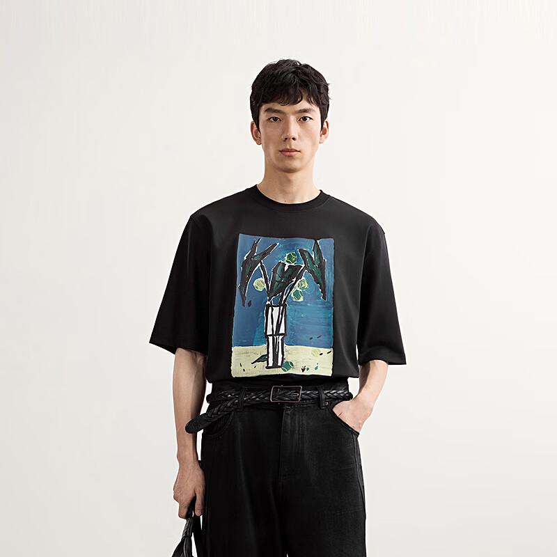 CROQUIS Men's 2025 Spring H-Shape Pullover Round Neck Short Sleeve T-Shirt