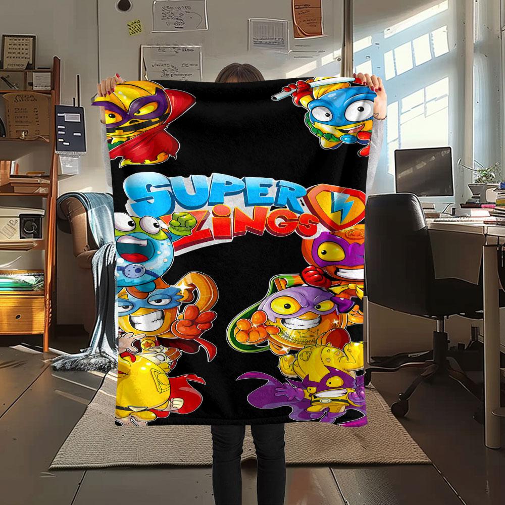 1PC Superthings Patterned Flannel Blanket Suitable For All Seasons for Home Decor Warmth and Comfort Gifts Holiday Present
