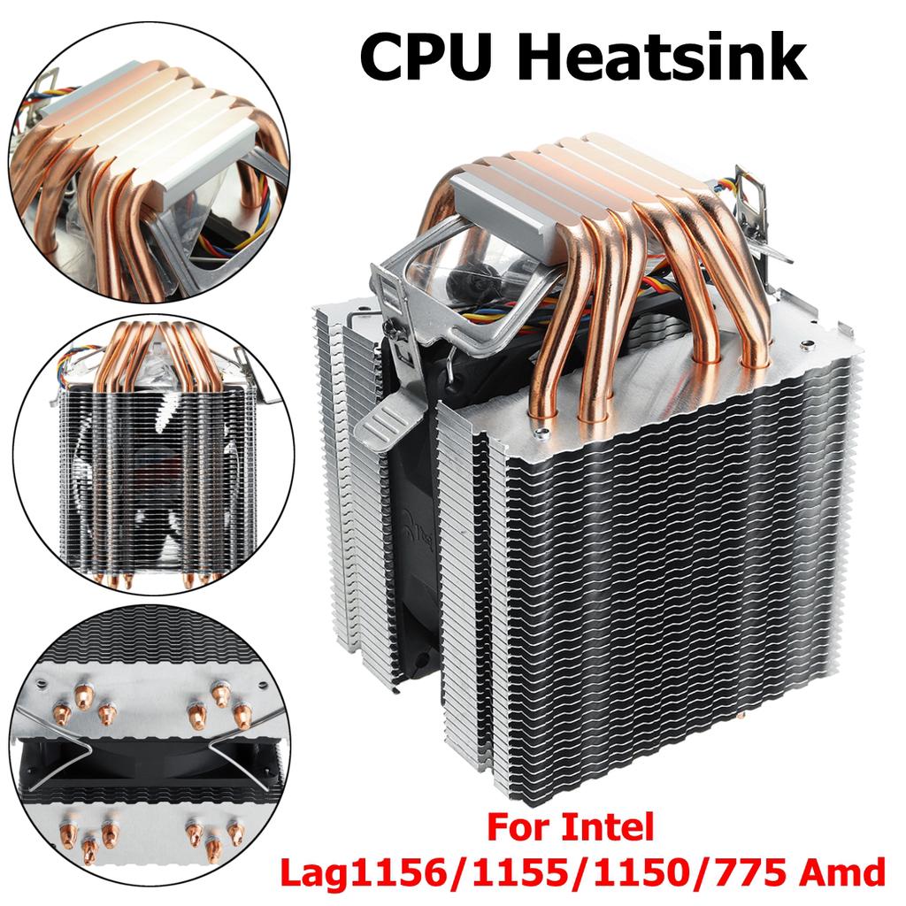 6 Heatpipe Computer CPU Fans Cooler Heat Sink For Intel Lag1156//1155//1150//775