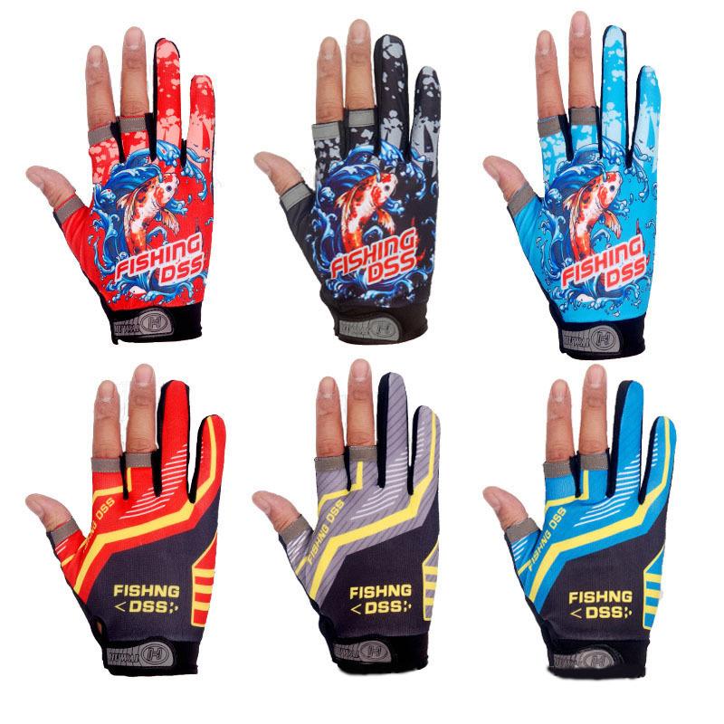 Fishing Gloves Breathable Three Fingers Elastic Summer Sunscreen Fishing Apparel Sports Anti-Slip Cycling Gloves