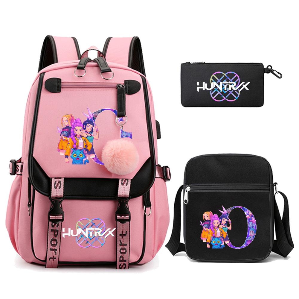

3Pcs/set Anime 26 English Letter Printed Backpack with Shoulder Bag for Teenager Student Girl Boy Bookbag Large Capacity Travel Bag Kid Gift Mochila