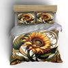Sunflower Art Decorative Set Soft Comfortable Duvet Cover Bedding Set Included 1*Duvet Cover & 2*Pillowcases, Gift