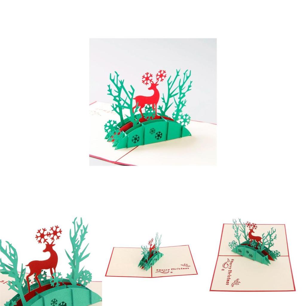 Exquisite 3D-Grußkarte mit Weihnachts-Hirsch-Design, ideal für Geburtstage und Partys