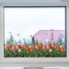 3D Tulip Flower Window Stickers Static Cling Waterproof Floral Decal Windows Decor For Home Bedroom Bathroom Glass Decoration