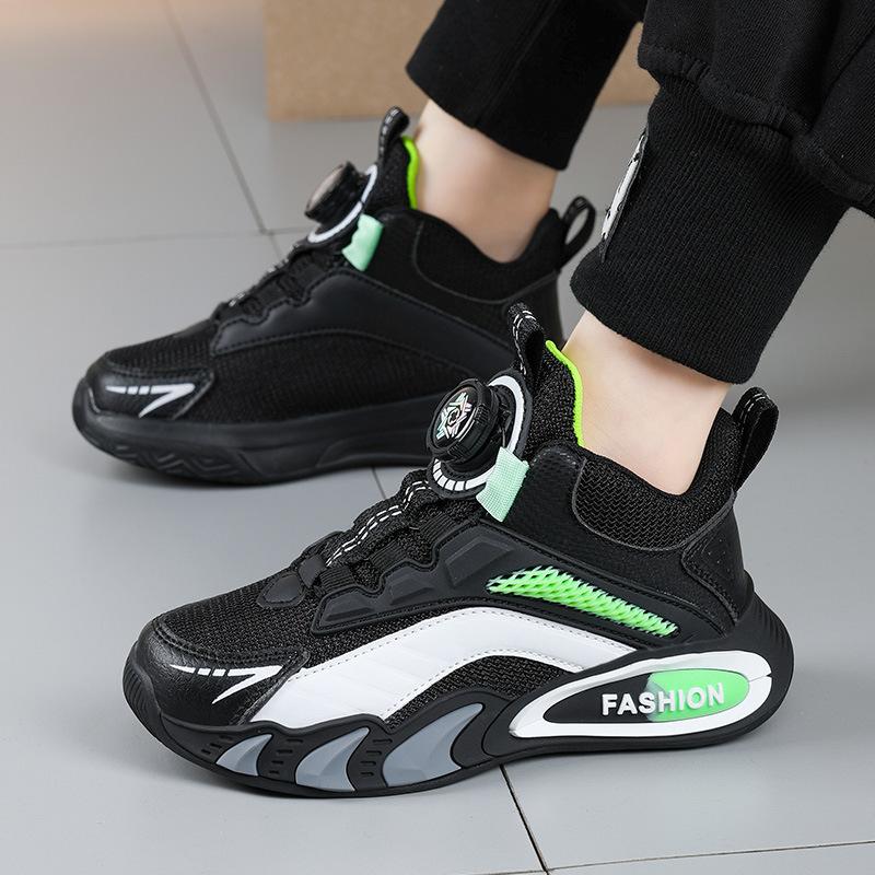 Lightweight, breathable, comfortable and fashionable, girls' casual rotating buckle, sports shoes, boys' shoes, mesh models, medium and older children