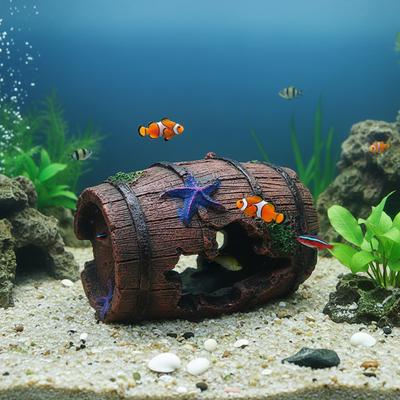 Fish Tank Decoration Barrel Cave Shelter for Small Fish Marine Aquarium Ornament Resin Fish Tank Decor Cave Hideout 10cm