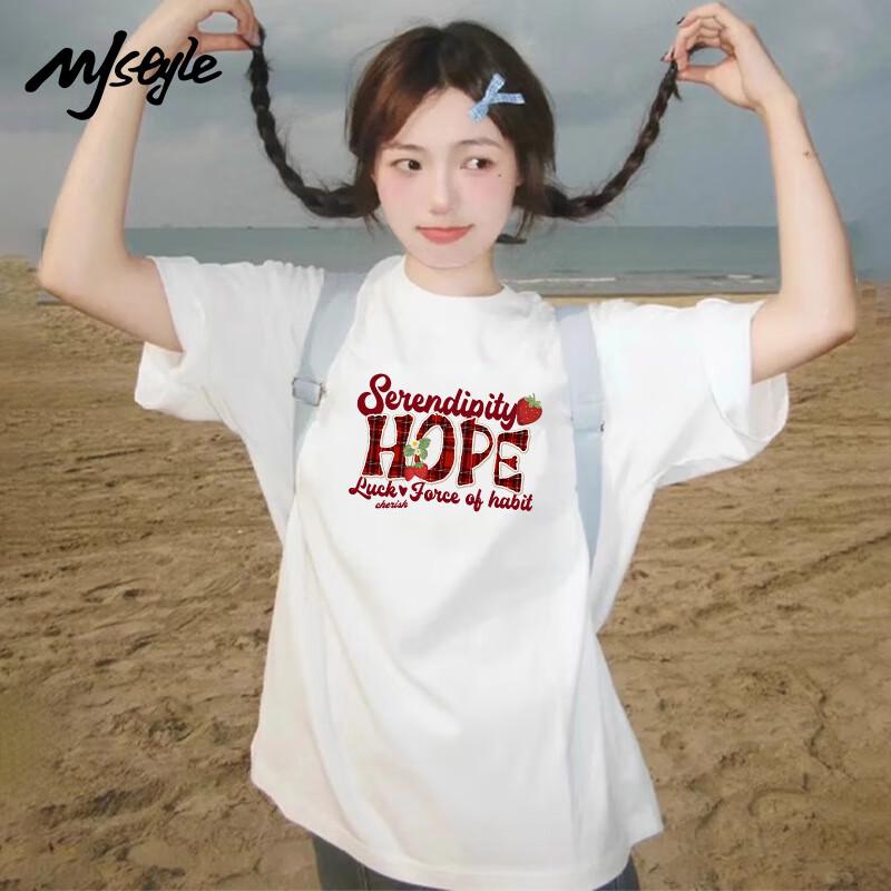 MJ STYLE Women s American Retro Cotton T-shirt M