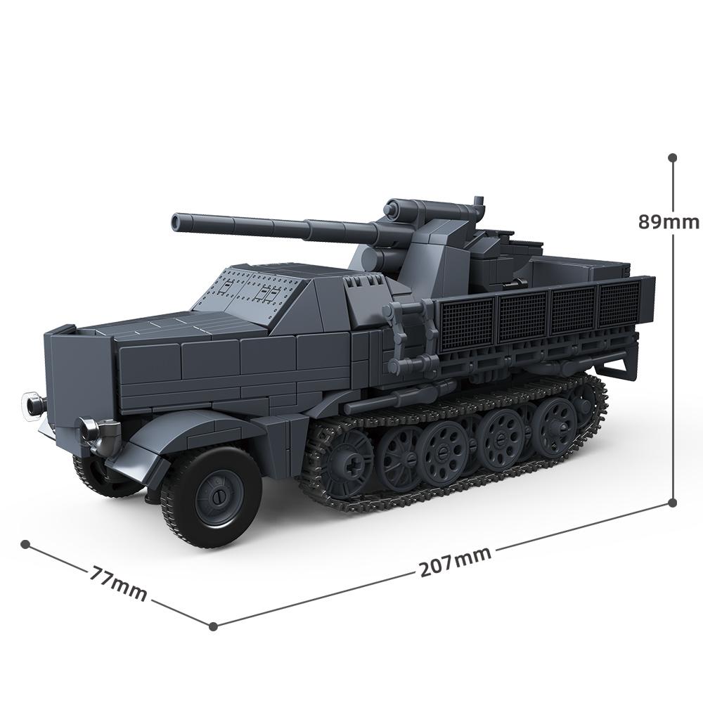 726pcs WW2 Army Military Soldiers German 88 MM Flak Transport Vehicle Model Assemble Building Blocks Bricks Children's Toys