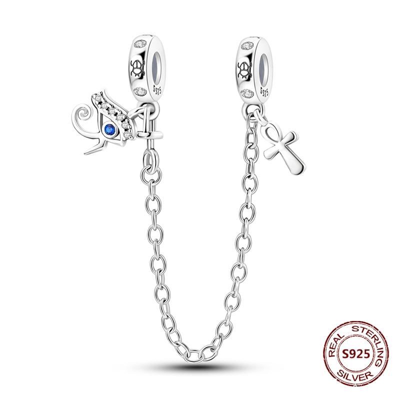 925 Silver Star Moon Bracelet Ocean Safety Chain with Colored Zircon Beads DIY Fine Jewelry for Women