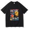 Rap Singer Tupac 2pac Hip-hop Streetwear Oversized Sleeve T-shirt 2025 Summer Fashion and WoKids Cotton T-shirt