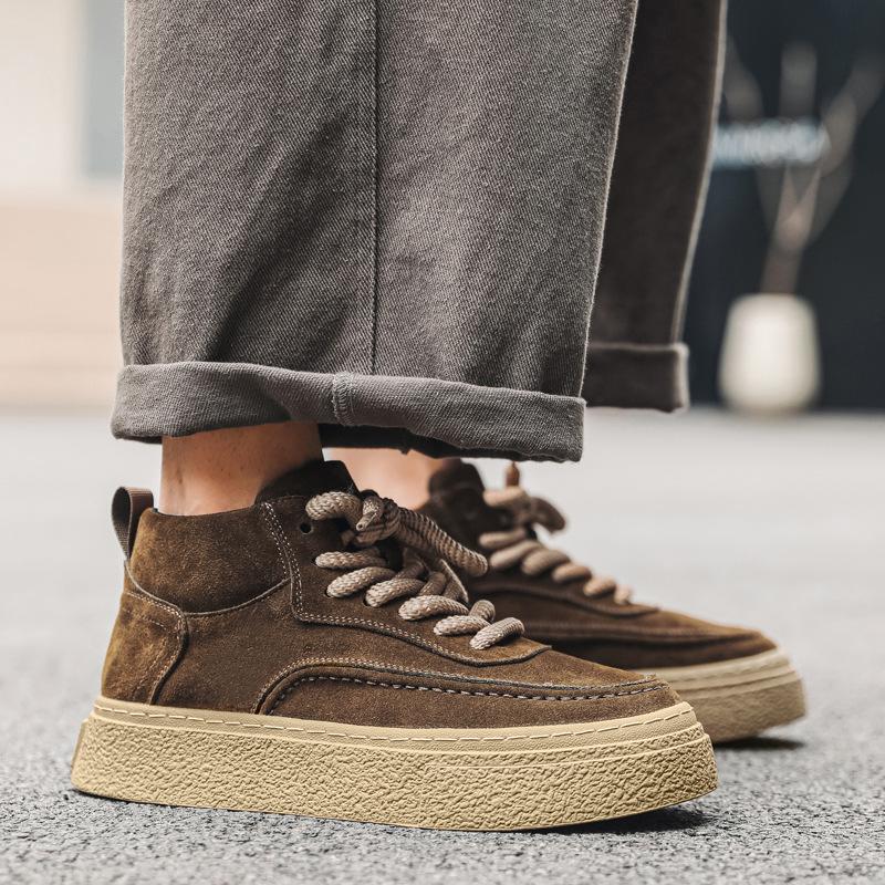 

2024 new Internet celebrity popular men s shoes autumn versatile casual tide brand board shoes anti-velvet leather low-top tide shoes 8009-J 38 хаки