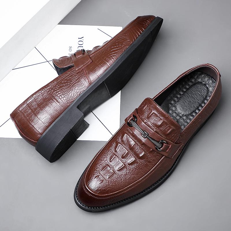 Men Loafers Leather Business Moccasin Crocodile Style Footwear Fashion Slip On Driving Casual Shoes Classical Dress Man Shoes