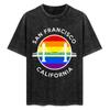 Golden Gate Regenbogen Rund Sf Ca D2weiß T-Shirt Robustes Gewebe Arbeits-T-Shirt