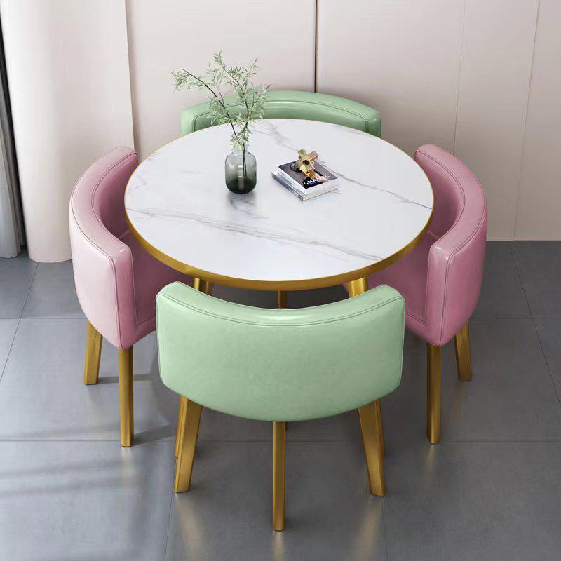 Modern Reception & Meeting Table Set: Office & Leisure Round or Square Dining Table with Chairs.