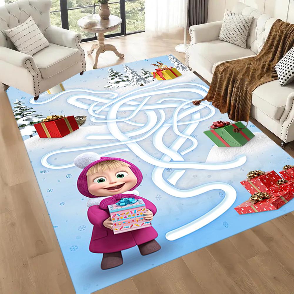Masha Bear Area Rug Suitable for Balcony Playrooms Kitchen Dining Room Anti-slip Rug Anime Office Decor Spiritual Gift
