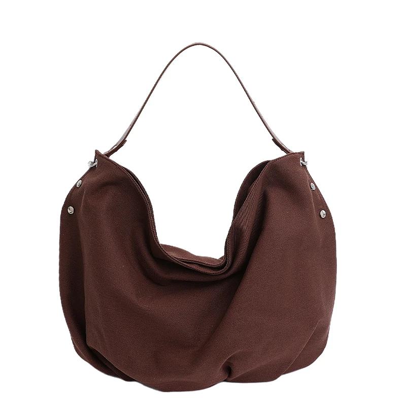 

Solid Zipper Simple Versatile Retro Durable Crossbody Bags 2026 Large Capacity Canvas Casual Shoulder Bags for Women