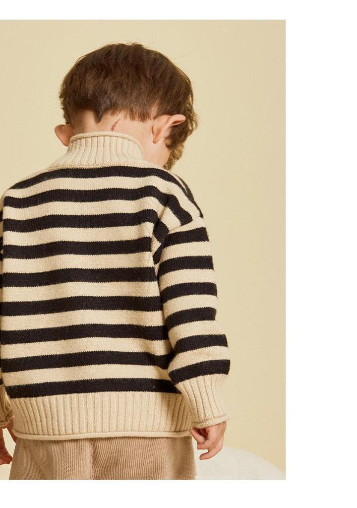 Boys' and Girls' Fleece-Lined Half-High Collar Sweater: Autumn/Winter Korean Style Warm Knitwear