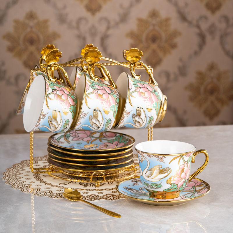 Ceramic Coffee Set With Phnom Penh Coffee Cup Light Luxury Afternoon Teacup Household High-Value Flower Teacup