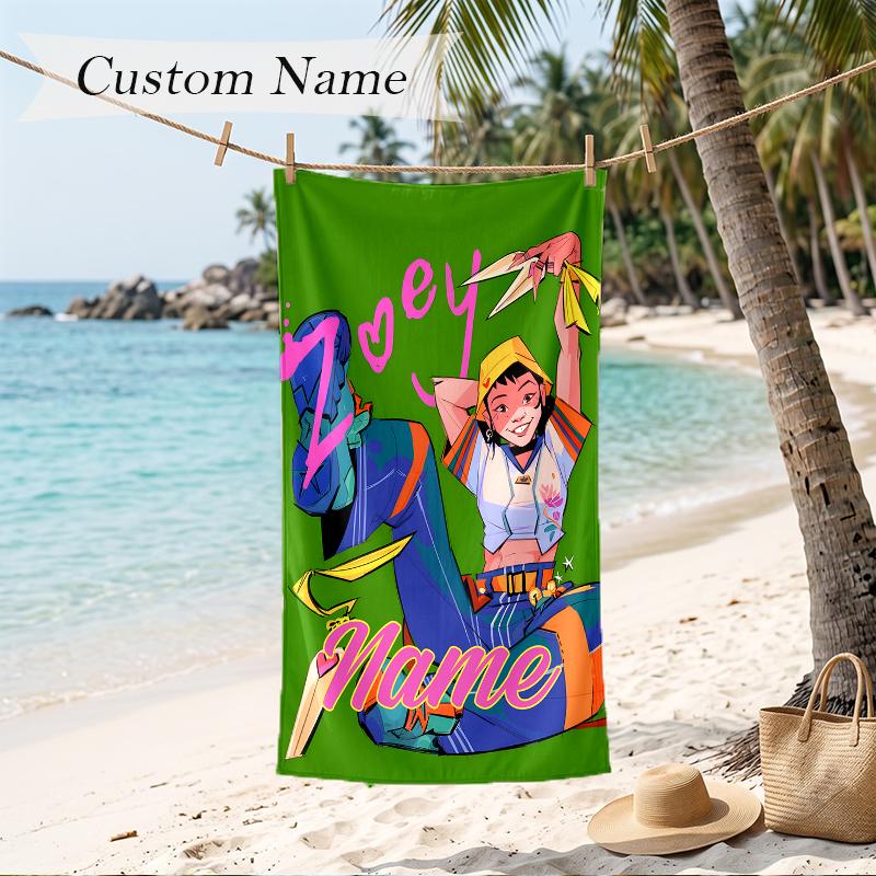 zoey Custom Name Printed Beach Towel Personalized Soft Towel For Swimming Beach Travel