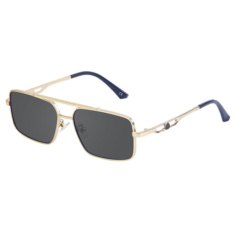 Lunettes de soleil rétro à double faisceau en métal pour hommes, lunettes de conduite en boîte