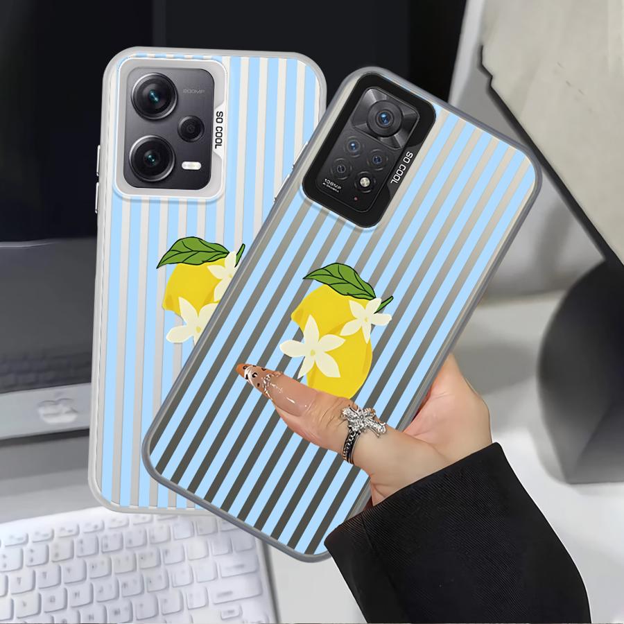 Case for Xiaomi Redmi A5 A1 A2 Plus 9C 13C K60 12C Note 9 10 10C 14C 9T Back Phone Cover Lemon Cool Stripe Pattern