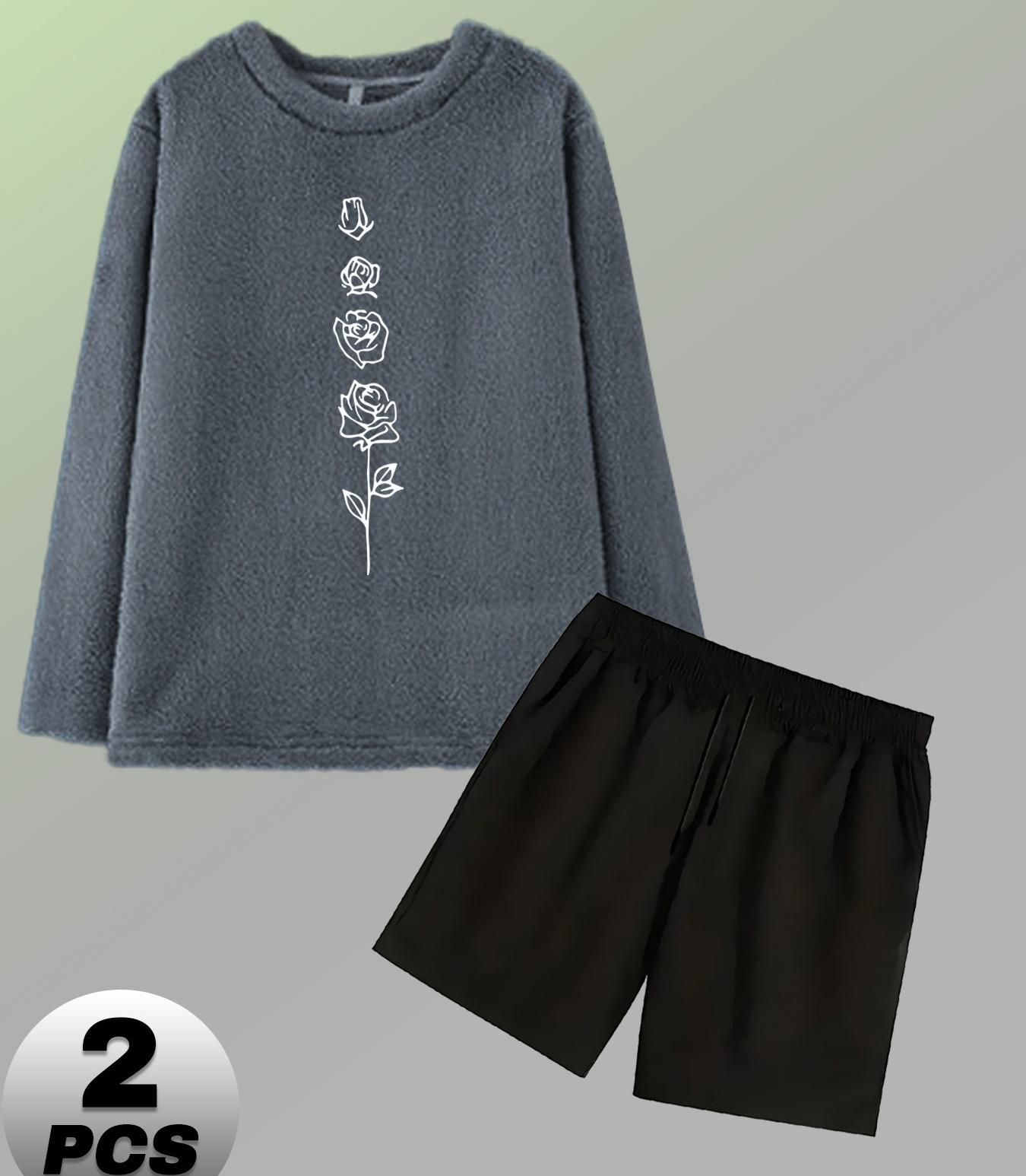 

Flannel Pajama Shorts Set for Men, Skin-Friendly & Warm XXL сірий