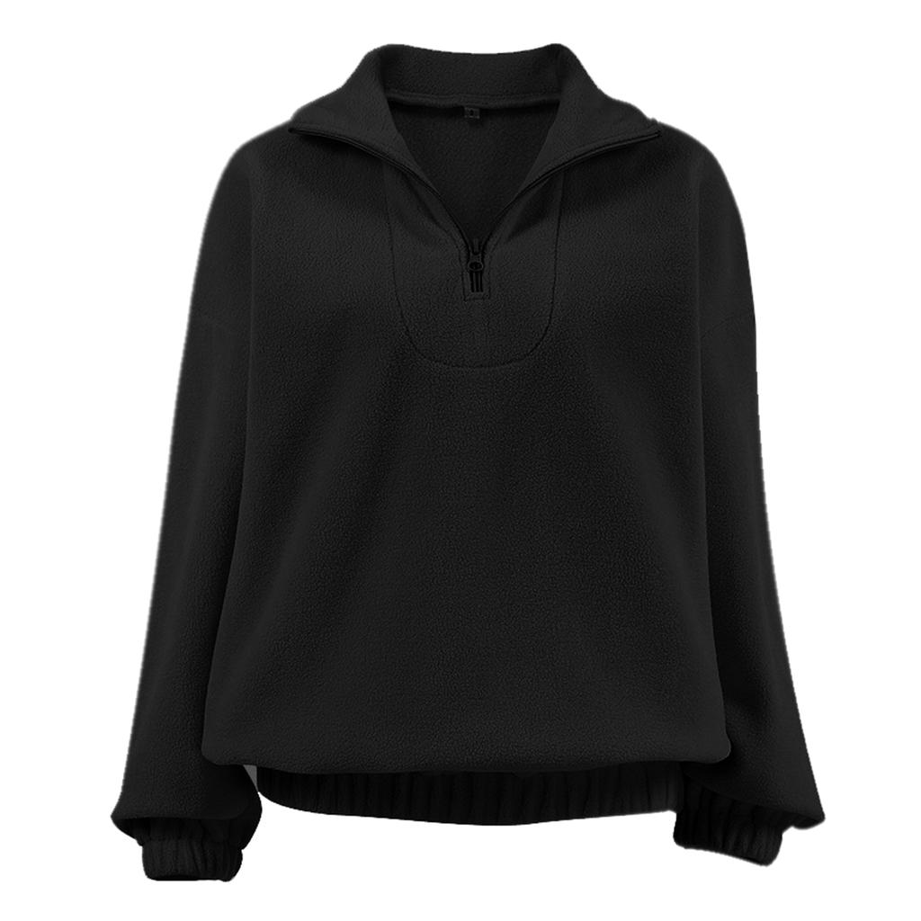 Women's Fashionable And Casual Fleece Line Solid-color Long Sleeve Top