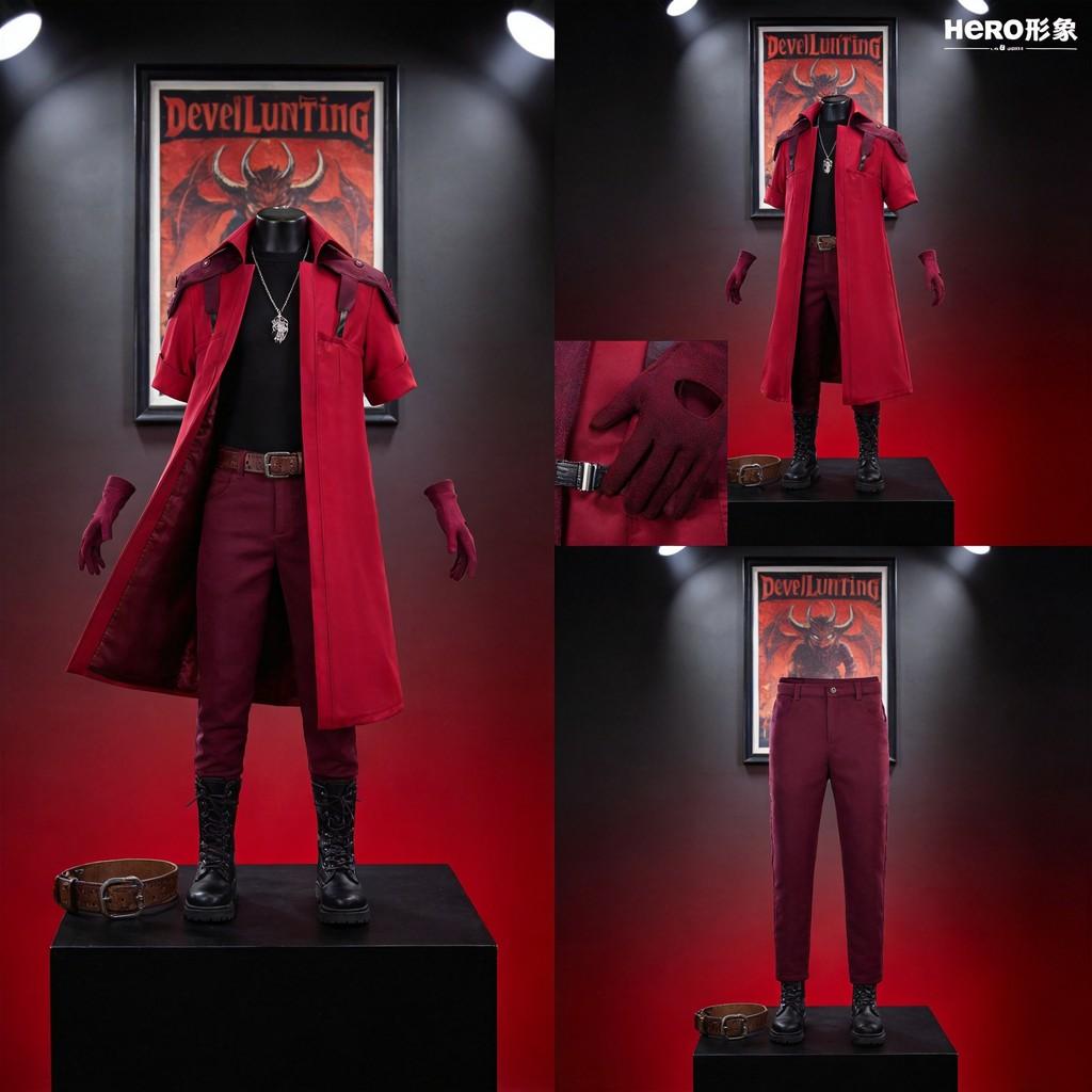 Dante Devil May Cry Cosplay Costume With Printed Long Sleeve Jacket For Halloween Events
